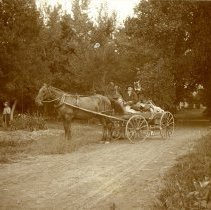 Wannemaker with horse and wagon, cropped