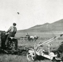 Tractor pulling a tiller