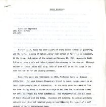 Press release for GJHS closing