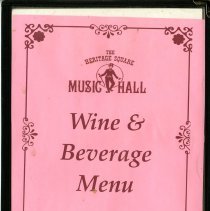 Heritage Square Music Hall bar menu