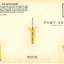 Astor House postcard back