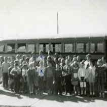 Boarding bus at Earle Johnson Elementary School