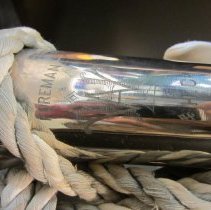 engraving on Loveland Hose Company foreman bugle