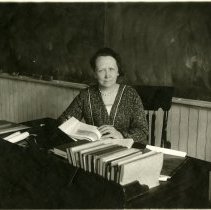 Gertrude Bell at school desk