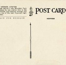 Mount Vernon Canyon postcard, reverse