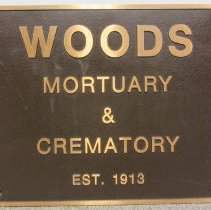 Woods Mortuary Brass Sign