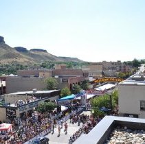 USA Pro Challenge Stage 6 starting line from Golden Hotel roof