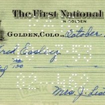 Bank Check to Fred Easley