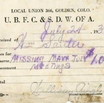 Receipt for union dues