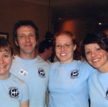 Museum staff at Amazing Race viewing party