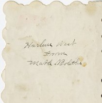 Harlene West's Valentine card - back