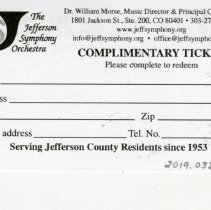 JSO Schedule & Complimentary Ticket - back