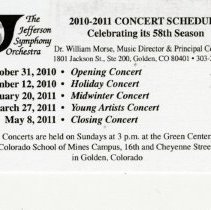 Schedule & Complimentary JSO ticket - front