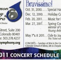 JSO Schedule & Complimentary Ticket - front