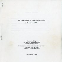 The 1989 Survey of Historic Buildings in Downtown Golden