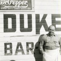 Edward "Duke" Young in front of Duke's Place