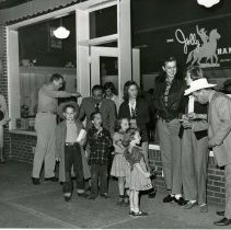 William Harmsen outside Golden Jolly Rancher store