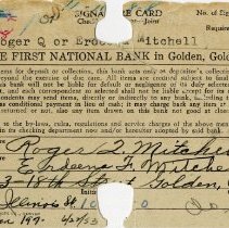 Roger Q. Mitchell signature card for First Nat'l Bank side 1