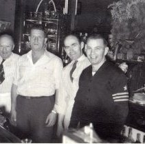 Tom Ellis, DeVere "Dud" Young, Dutch Kerr inside Dud's Cafe