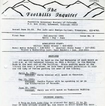 The Foothills Inquirer, First Year, 2nd Quarter 1981, Issue No 2.