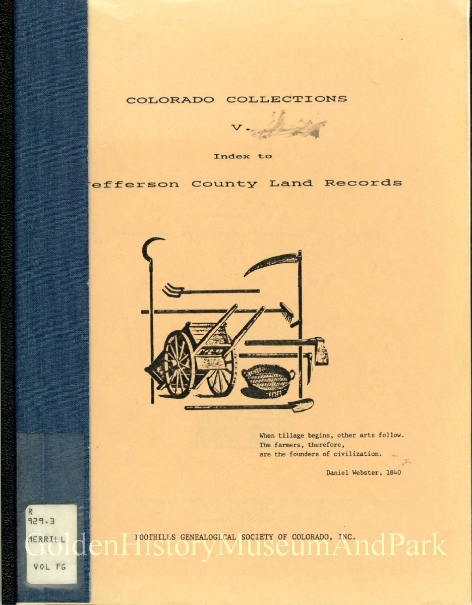 2015.014.201 Colorado Collections V, Index to Jefferson County Land