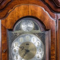 Woods Mortuary grandfather clock, detail