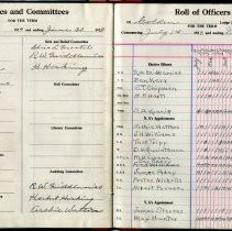 Ledger I.O.O.F. Roll of Officers - detail