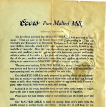 Coors Pure Malted Milk flier