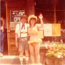 Richard "Jack" Wilhelm and Sharon Wustrack in front of Carleen of Golden