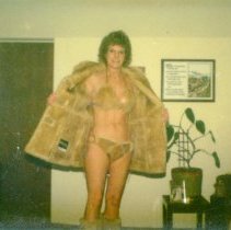 Carleen of Golden customer in sheepskin bikini