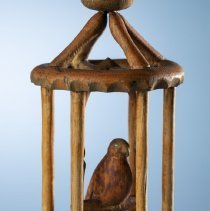 Amos Snodgrass carving of parrot in a cage - detail