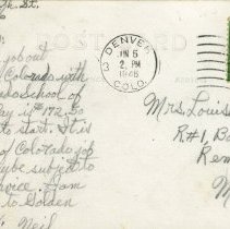 Postcard "Washington Street Looking North - Golden, Colo." - back