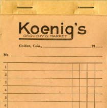 Koenig's Grocery & Market sales receipt book - detail
