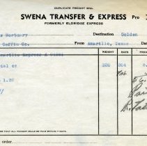 Swena Transfer & Express receipt to Woods Mortuary