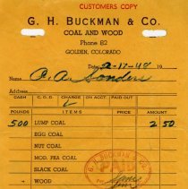 G.H. Buckman & Co. receipt to Woods Mortuary