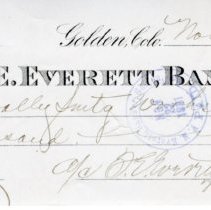 Bank check from F. E. Everett to Valley Smelting Co.
