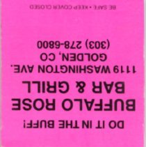 Buffalo Rose Bar & Grill matchbook