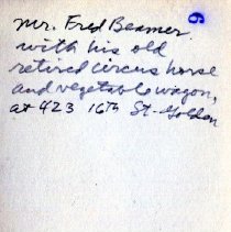 Fred Beamer on his vegetable wagon - bacj