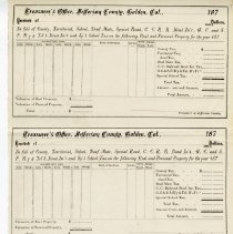 City of Golden Treasurer's blank property tax receipts