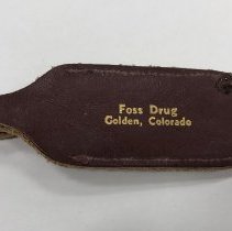 Foss Drug leather luggage tag
