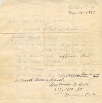 Letter of recommendation written by Gertrude E. Bell - front