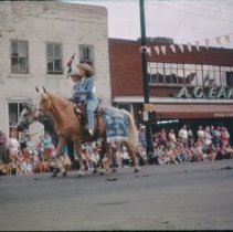 Golden Days Parade 1959 with Transcript and Eakers buildings