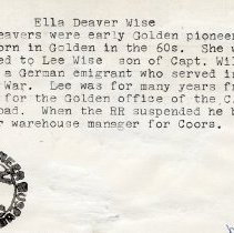 Ella Deaver Wise - back