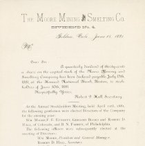 Financial statement for The Moore Mining & Smelting Co.