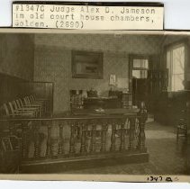 Judge A. D. Jameson in his courtroom, c. 1915