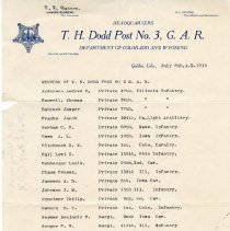 List of members of T.H. Dodd Post No. 3, GAR, 1919