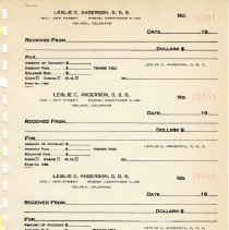 Page of unused receipts from Dr. Leslie Anderson's office