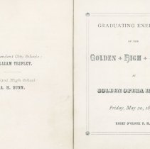 Golden High School graduation program Class of 1892 - front