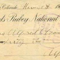 Bank draft to Mrs. Alfred Olson 1900Bank draft to Mrs. Alfred Olson 1900