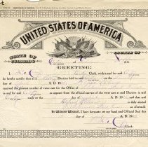 Certificate Alfred Olson elected Alderman Ward Four, Golden